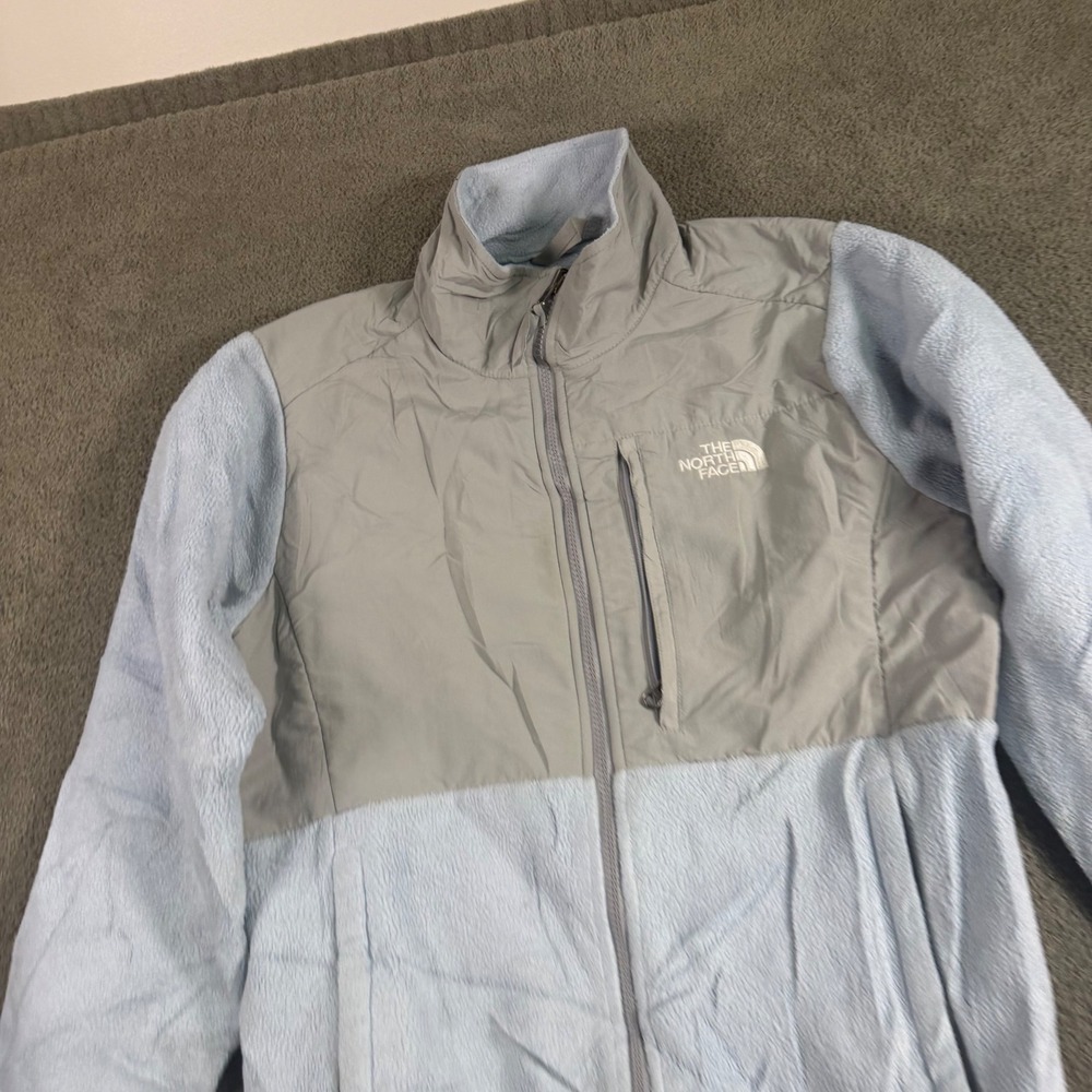 The North Face Denali Fleece Jacket Womens Medium Light Blue Grey Full Zip
